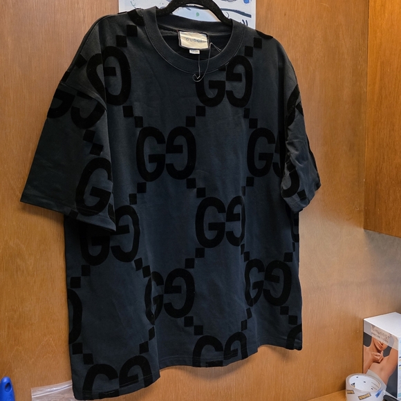 2024 Edition Gucci GG Flocked Print 100% Cotton T-shirt XL - Picture 2 of 16